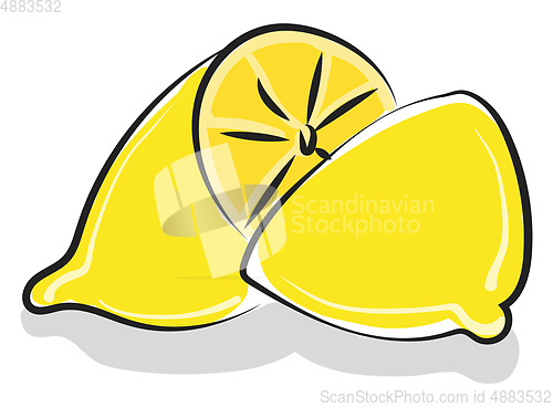 Image of Clipart of a whole lemon cut into two unequal halves vector or c