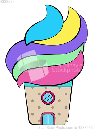 Image of Colorful ice-cream shop vector or color illustration