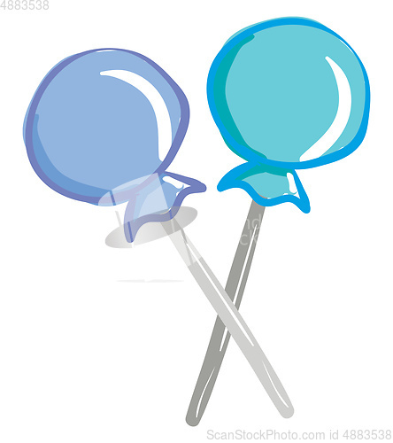 Image of A pair of blue lollipops vector or color illustration