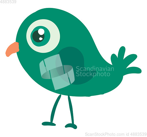 Image of A green walking bird vector or color illustration