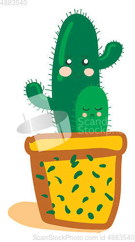 Image of Cactus plants emoji of different shapes one feeling happy and th