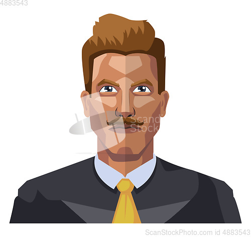 Image of Guy in a suite wiyh mustaches illustration vector on white backg