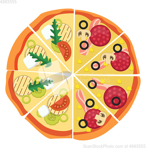 Image of Half pepperonihalf veggie pizza Print