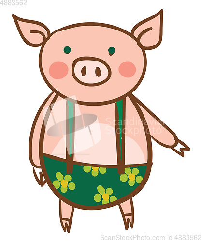 Image of Baby pig in suspender dress vector or color illustration