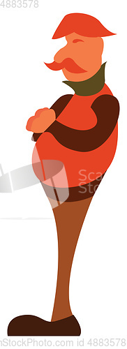 Image of A cartoon man with big mustache and round belly is in pant and s