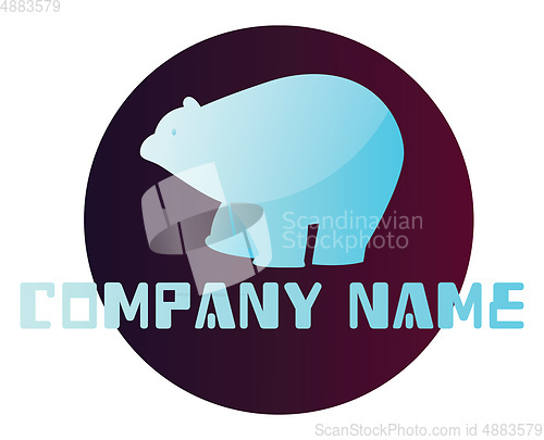 Image of Light blue polar bear on deep purple circle vector logo illustra