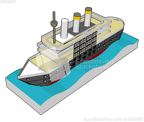 Image of 3D illustration of a sea cruiser vector illustration on white ba