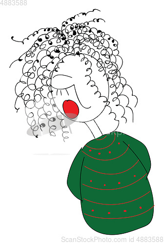 Image of The girl in the green sweater vector illustration 