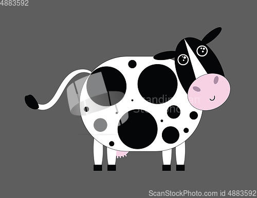 Image of Clipart of a happy cow over a purple background vector or color 