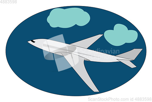 Image of An airplane zooming in the clouds vector or color illustration