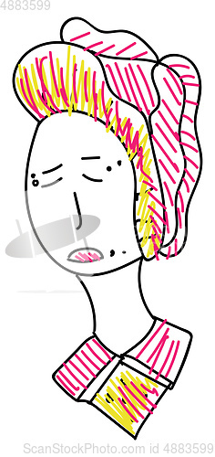 Image of A sad Chinese woman vector or color illustration