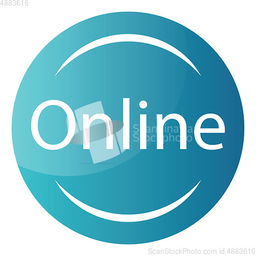 Image of Simple blue Online button vector illustration on a white backgro