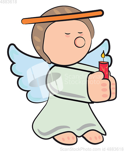 Image of Angel with burning candle in hand vector or color illustration