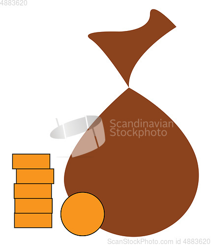 Image of A pouch with gold coin and bars symbolizing wealth vector color 