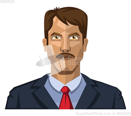Image of Guy with mustaches and brown hair illustration vector on white b