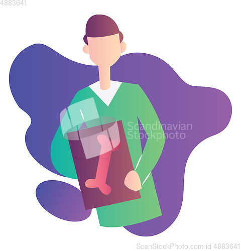Image of Colorful vector occupation illustration of a ward boy holding a 