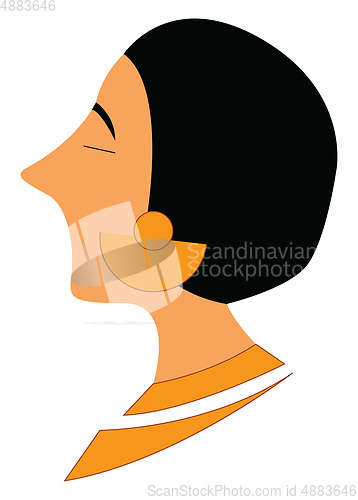 Image of Lady with yellow earrings vector or color illustration