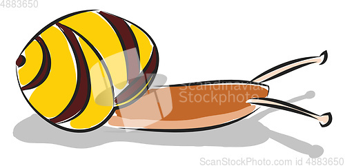 Image of Simple cartoon of a yellow and brown snail vector illustration o