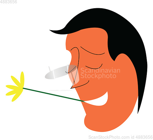 Image of Man and yellow flower vector or color illustration