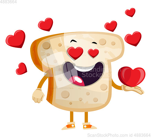 Image of Bread in love illustration vector on white background