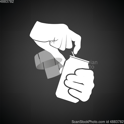 Image of Human hands opening aluminum can icon