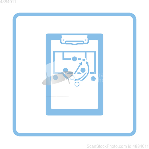 Image of Soccer coach tablet with scheme of game icon