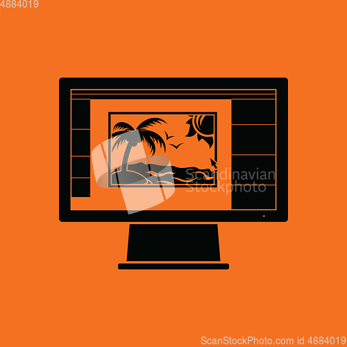 Image of Icon of photo editor on monitor screen