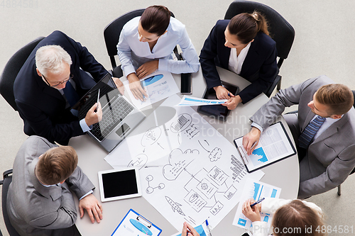 Image of business team with scheme meeting at office