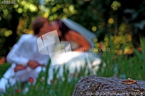 Image of Closeup of gold wedding rings