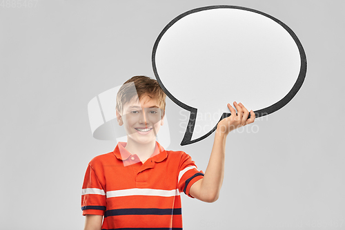 Image of boy holding speech bubble