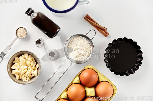 Image of cooking ingredients and kitchen tools for baking