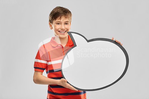 Image of boy holding speech bubble