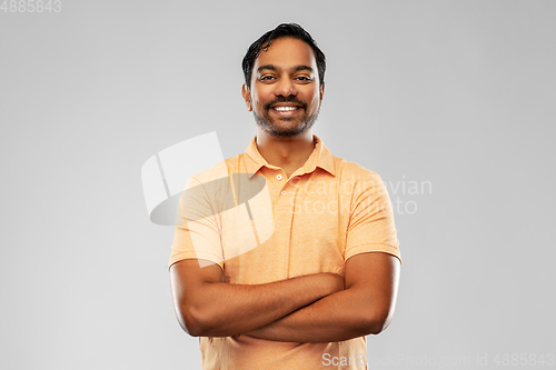 Image of portrait of happy smiling young indian man