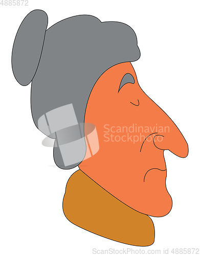 Image of Side view of an old lady with yellow scarf vector illustration o