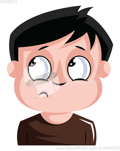 Image of Very forgetful male in brown top illustration vector on white ba