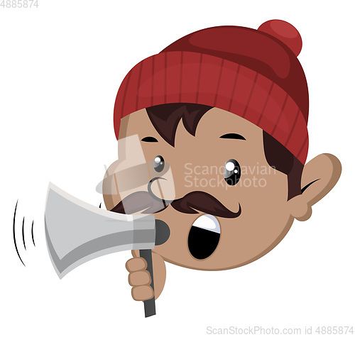 Image of Man is holding megaphone, illustration, vector on white backgrou