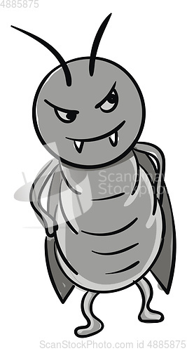 Image of Angry gray cockroach illustration color vector on white backgrou