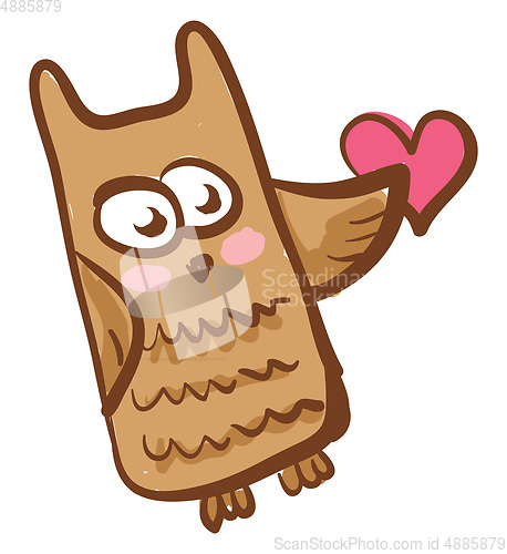 Image of An owl with pink heart vector or color illustration