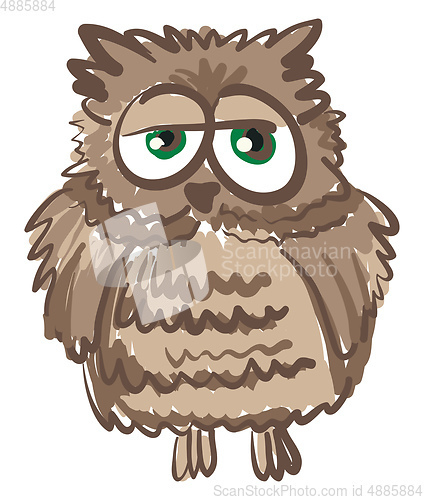 Image of A shabby looking owl vector or color illustration