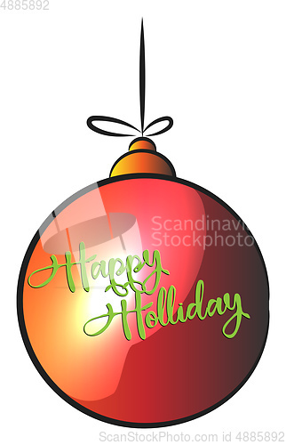 Image of Red holiday decoration ball with message vector or color illustr