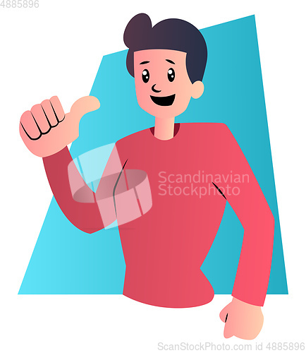Image of Cartoon guy in red shirt vector illustartion on white background