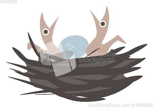Image of Beautiful family in a nest vector or color illustration