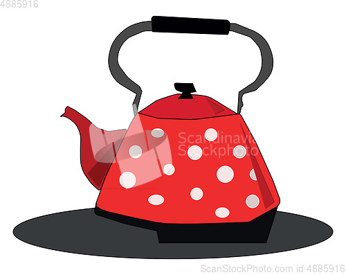 Image of Clipart of a red kettle/Teapot/Evening snacks time vector or col
