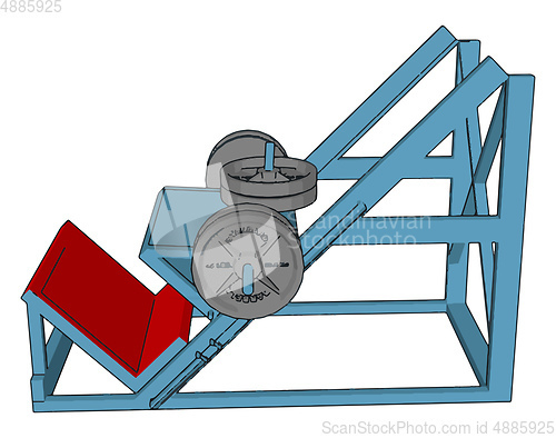 Image of 3D vector illustration of blue and red weight lifting machine on