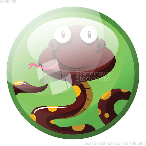 Image of Cartoon character of dark red with yellow dots smiling snake vec