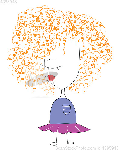 Image of A child with curly orange hair looks cute vector or color illust