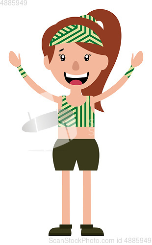 Image of Open armed cheerful young teen girl illustration vector on white