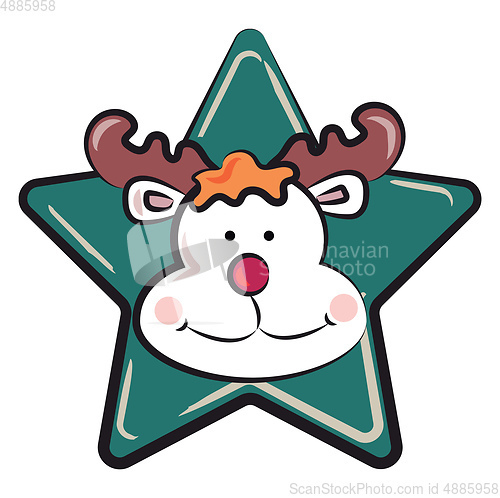 Image of Reindeer decoration on a blue star vector or color illustration