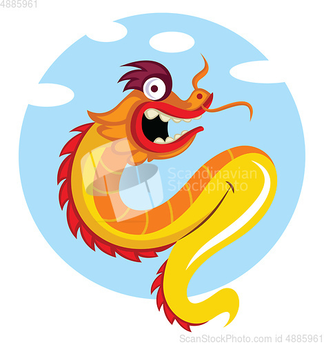 Image of Dragon with a sky in the background vector illustration