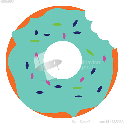 Image of Bitten blue donut vector illustration on white background